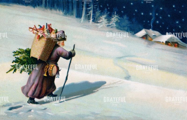 Santa Hiking in Snow