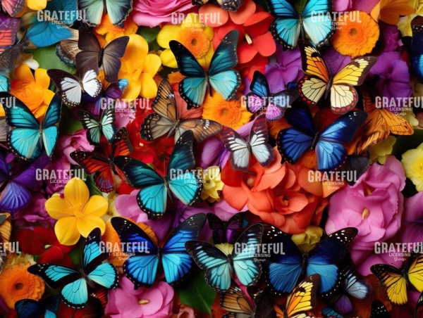 Butterflies and Flowers Collage
