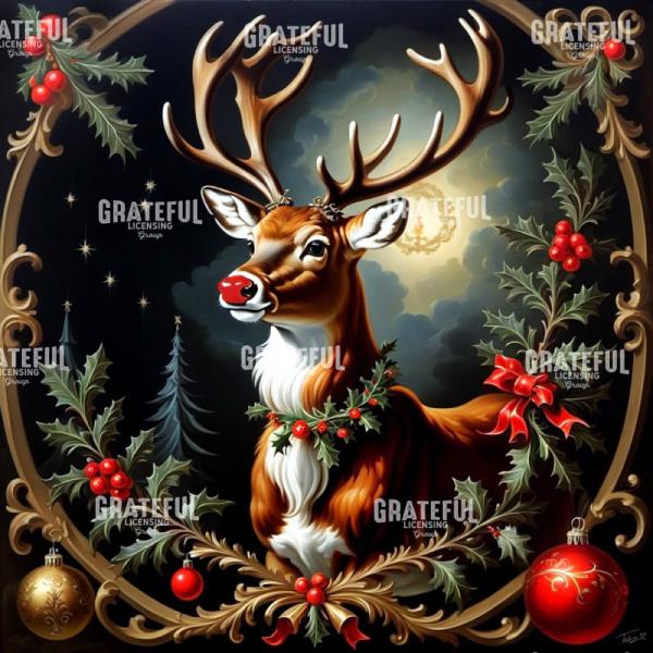 Rudolph in Gold Frame