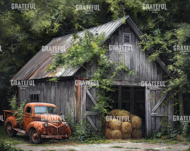 Red Truck and Old Barn