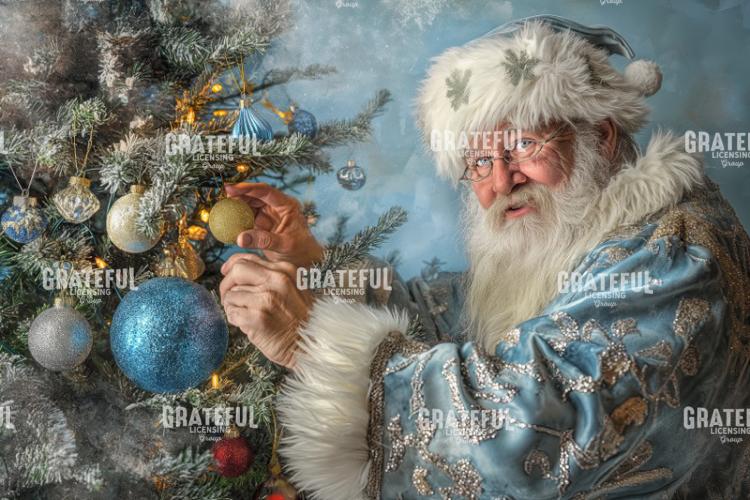 Blue and Silver Santa Decorating