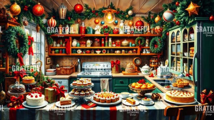 Retro Christmas Kitchen with Desserts