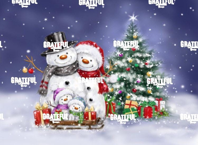 Snowman family and tree