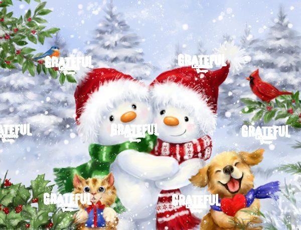 Snowman Couple and Friends