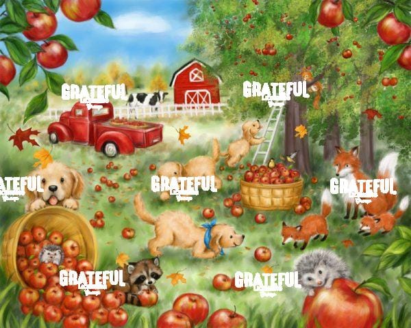 Autumn Scene with Dogs and Animals