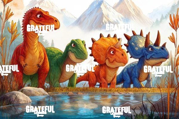Four Dinos by the Pond