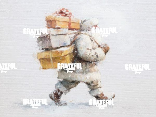 Silver and Gold Santa Carrying Gifts 1