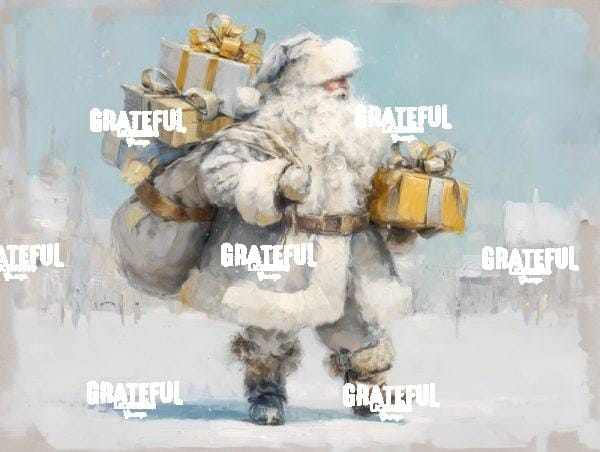 Silver and Gold Santa Carrying Gifts 2