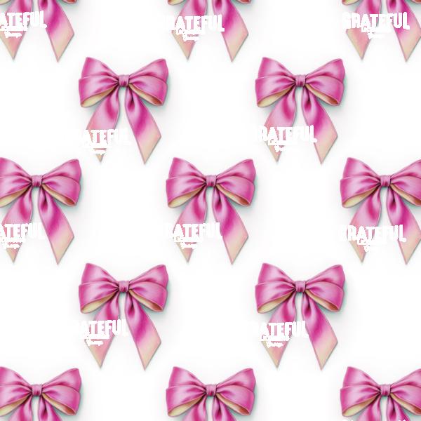 Pink Ribbon Bows on White