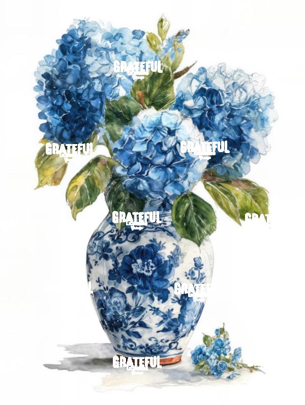 Blue Hydrangeas in a Chinoiserie Vase 2