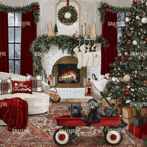 Christmas Room with Puppies!