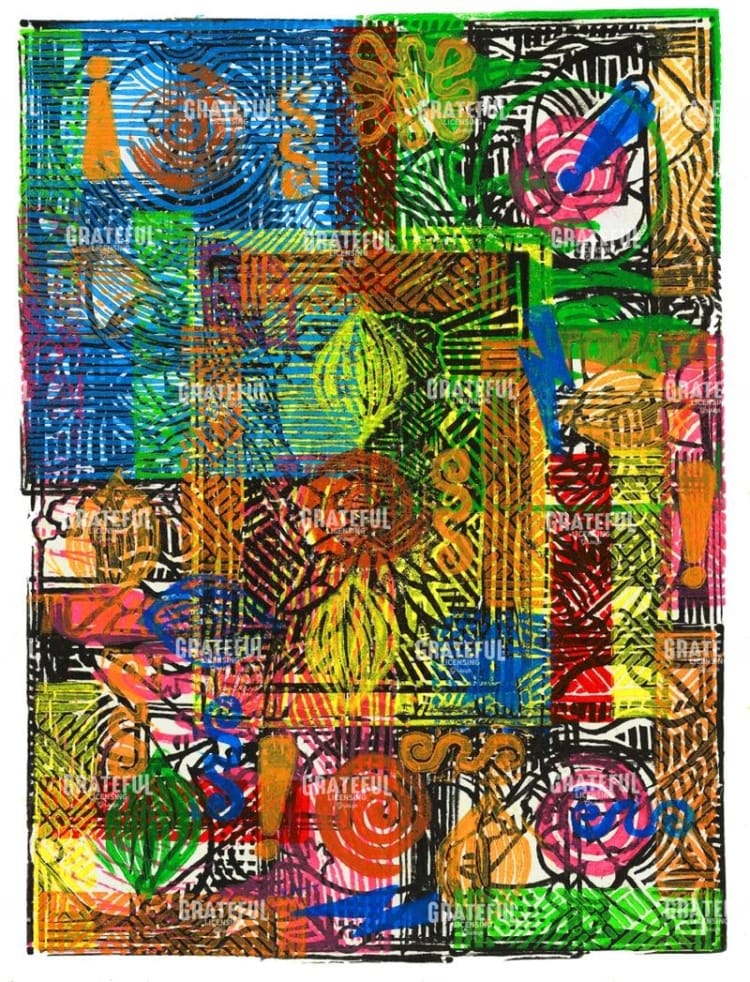 Lino monoprint-tapestry 