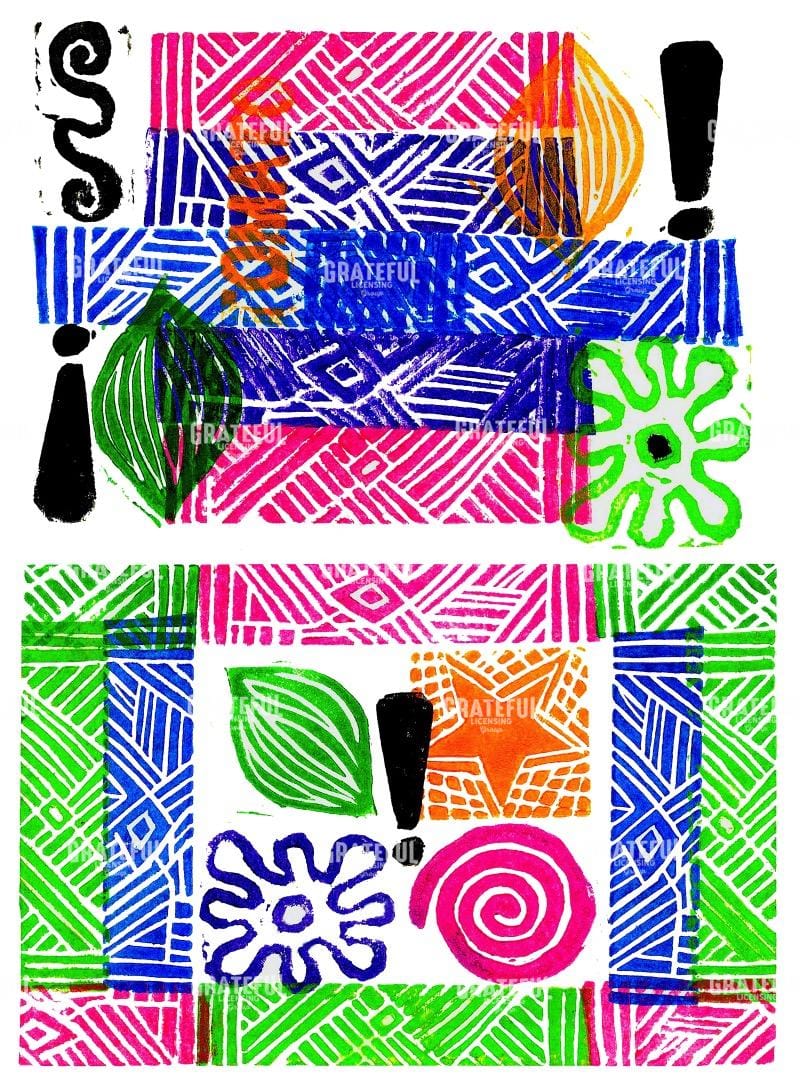 Lino tiki-monoprints