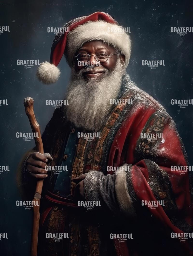 Jolly Santa with Walking Stick