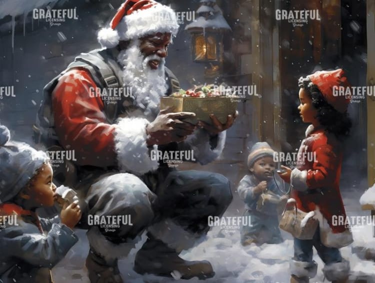 Santa Gift Giving to Little Girl