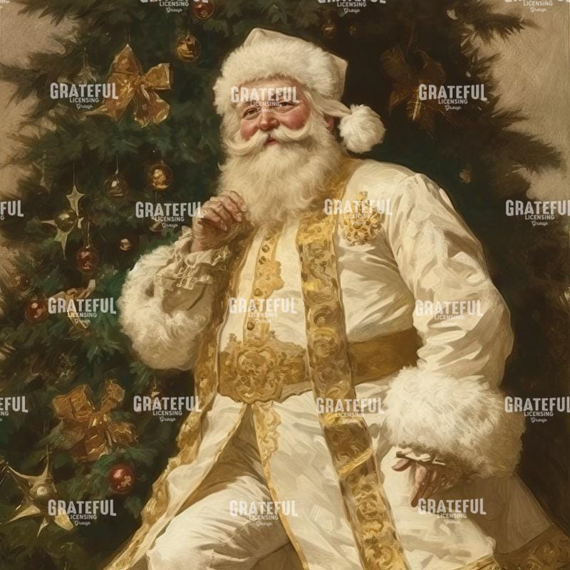 Vintage Santa in Gold and White