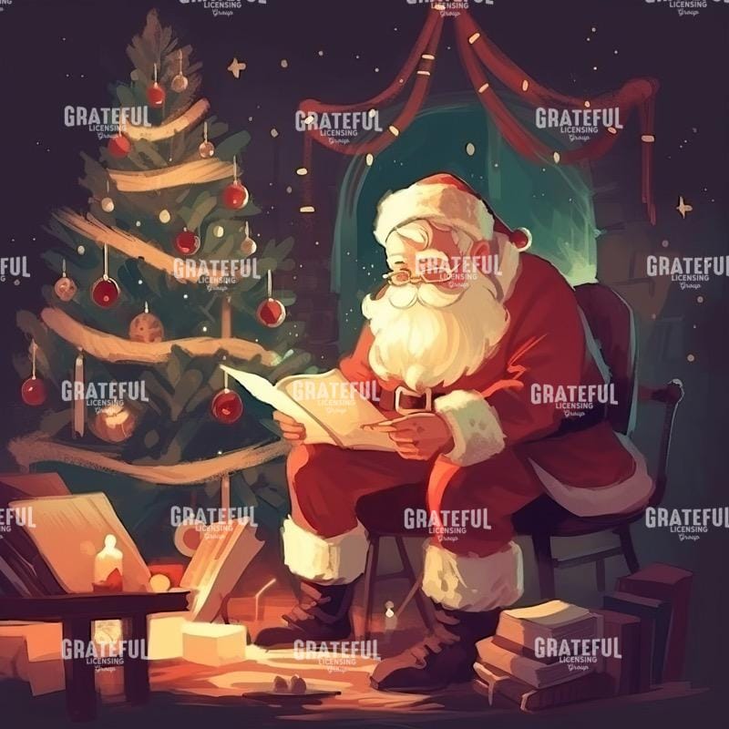 Santa Checking List Illustrator Style