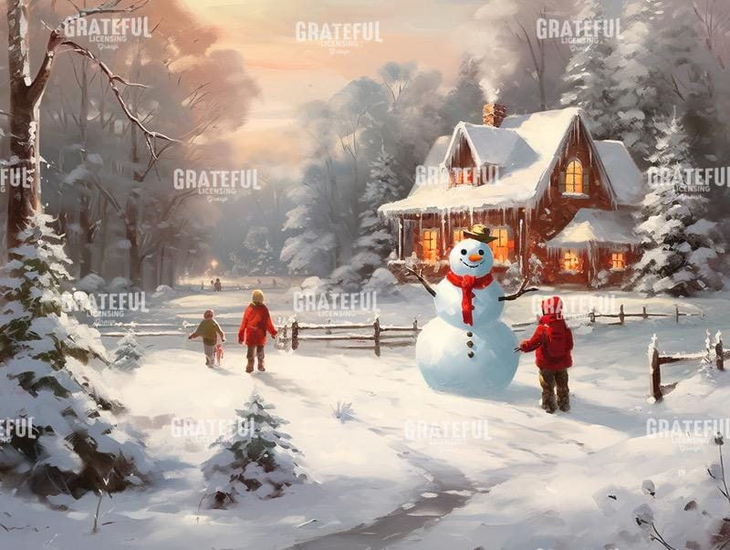 Snowman with red scarf