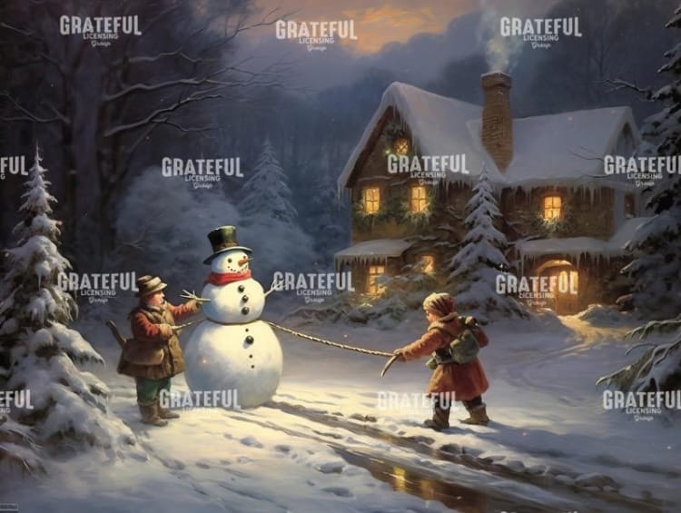 Snowman at dusk