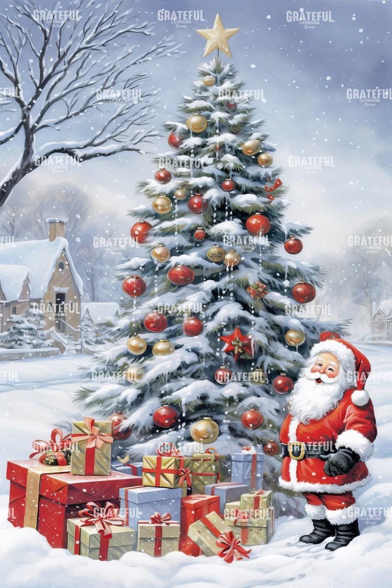 Santas Gifts under a Christmas Tree - Daytime