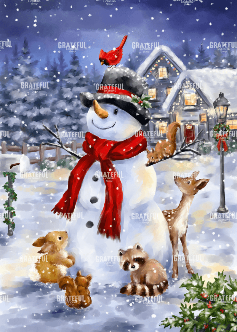 Snowman with Forest Friends