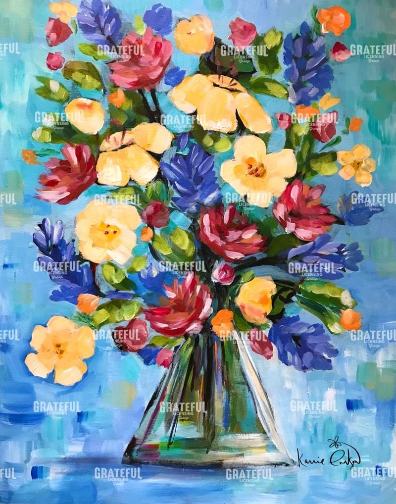 Yellow daisies and blue bonnets