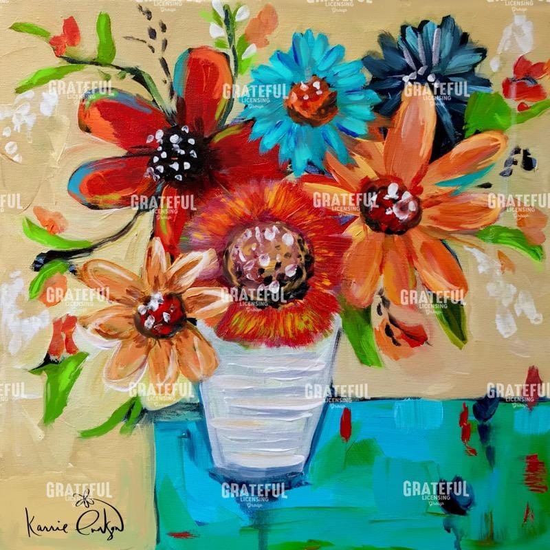 Wild flowers teal table.jpg