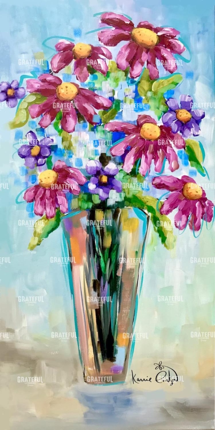 pink daisies and violets
