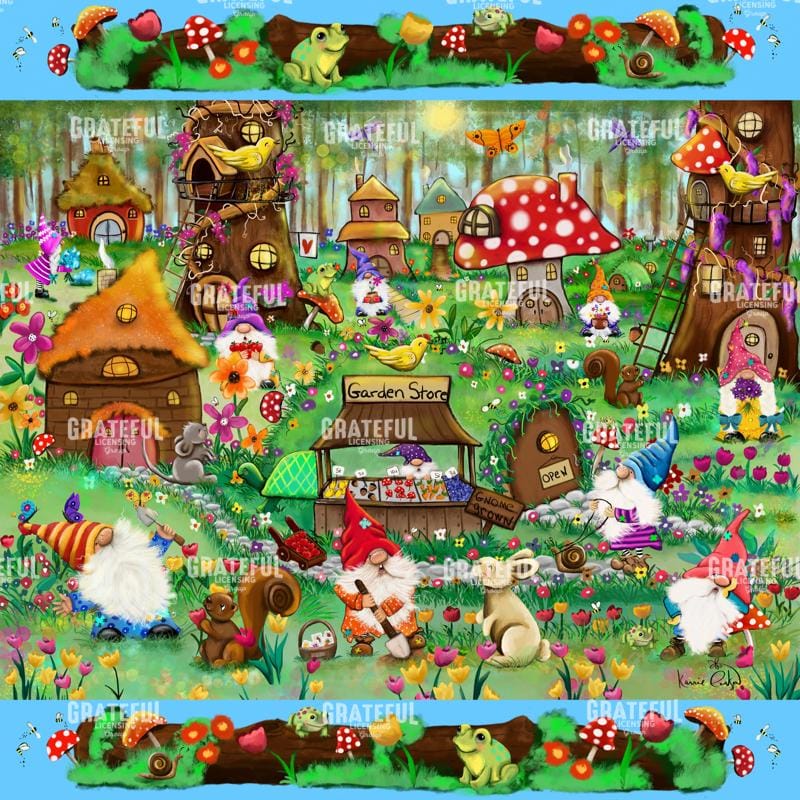 Gnome Village with Blue Borders