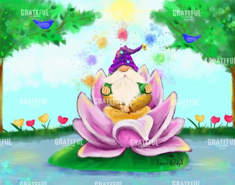 Meditation Gnome On Lotus