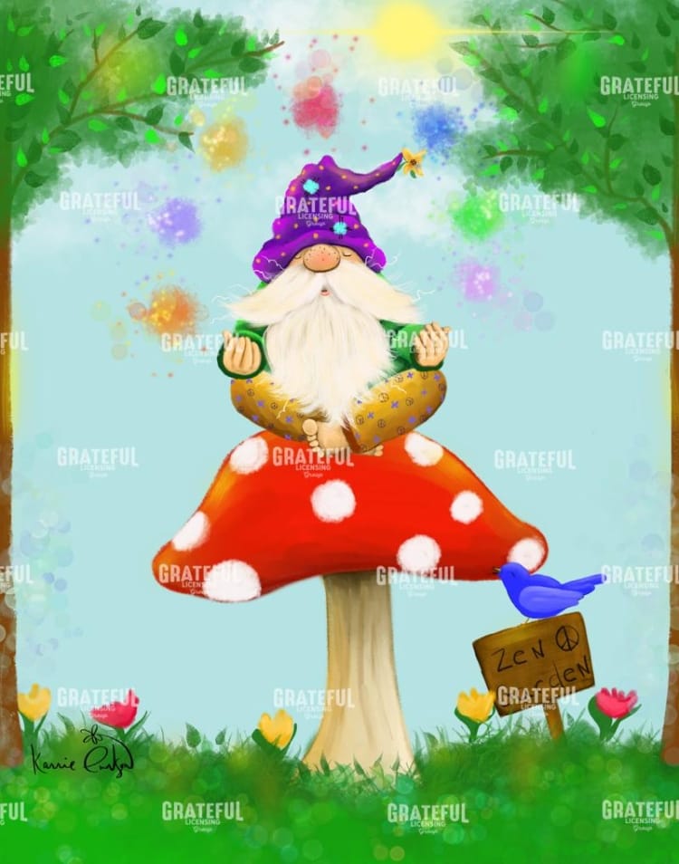 Meditation Gnome On Mushroom