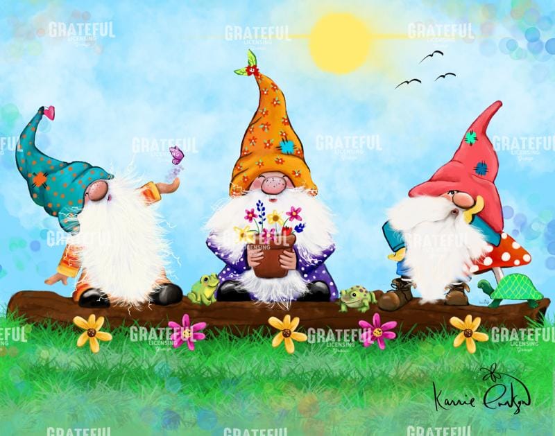 Three little gnomes sittin on a log