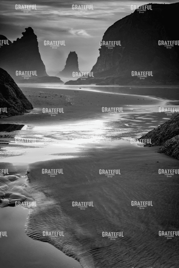 Last Light on Bandon Beach Monochrome