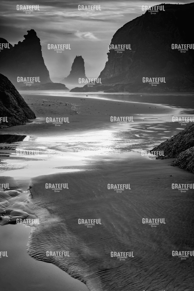 Last Light on Bandon Beach Monochrome