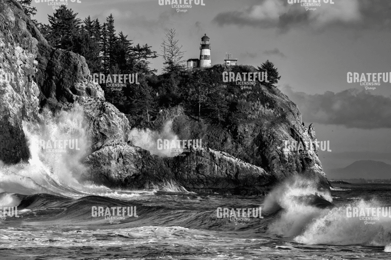 Rising Tide at Cape Disappointment Monochrome