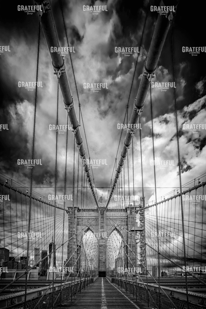 Spring Evening on the Brooklyn Bridge Monochrome