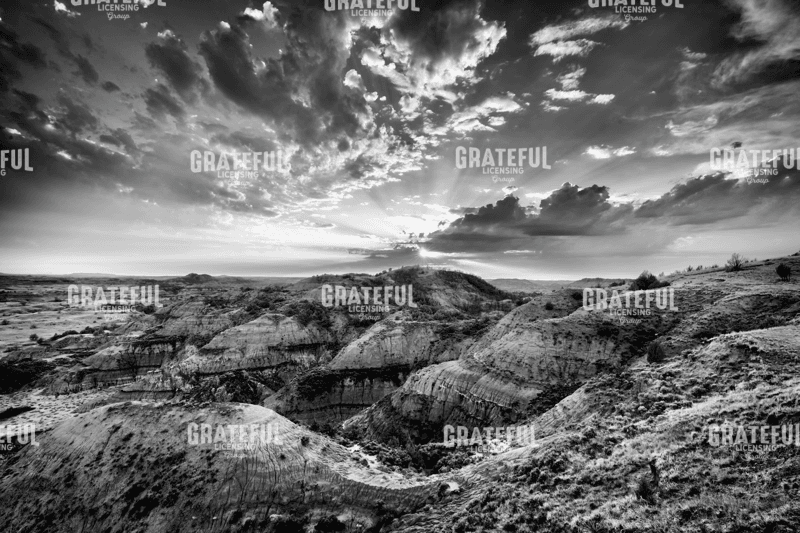 Clearing Storm in the Badlands Monochrome
