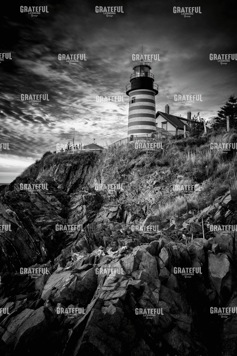 October Morning at West Quoddy Head Monochrome