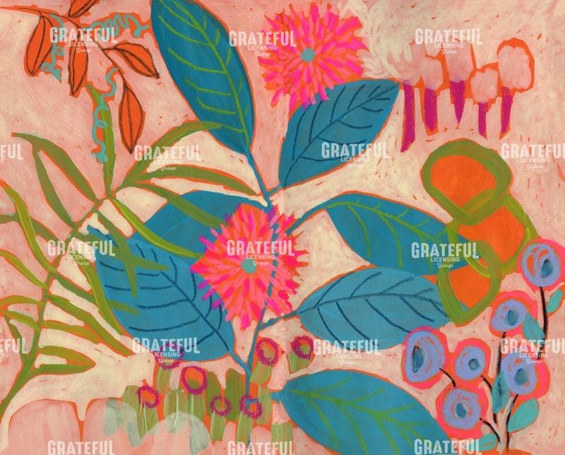 Blue leaves pink flowers