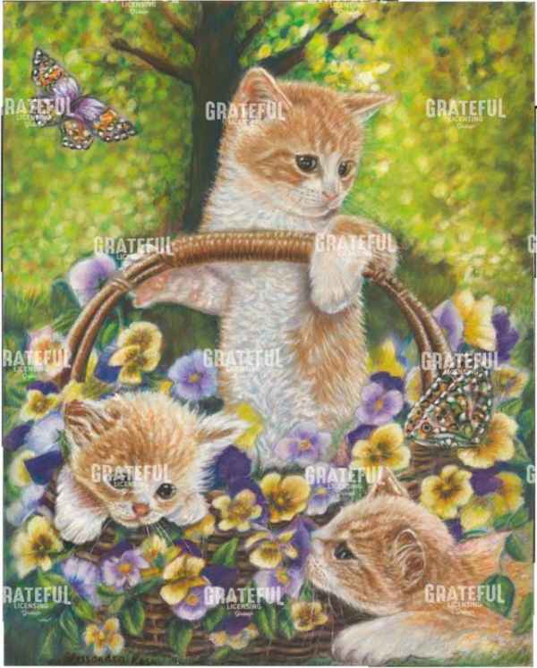 Cute Kittens in a flowers basket