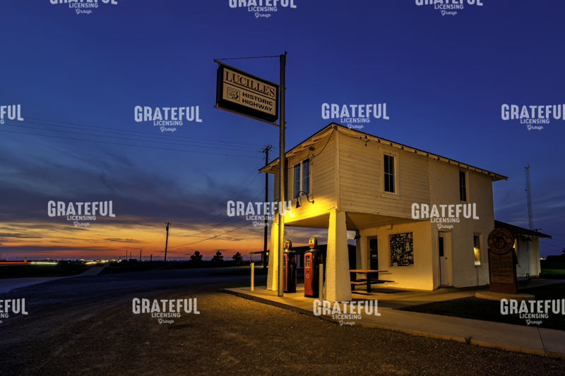 Sunset at Lucille's Service Station