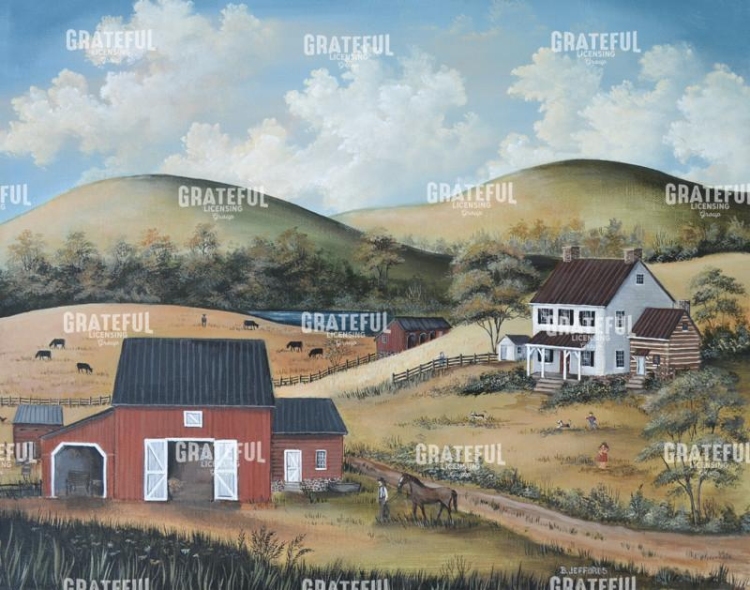 house and red barn