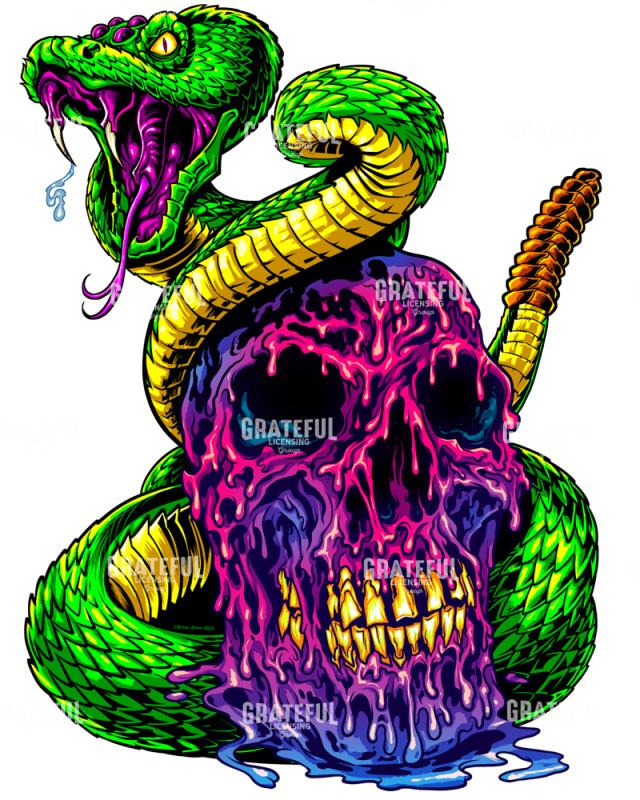 Psychedelic Snake and Skull