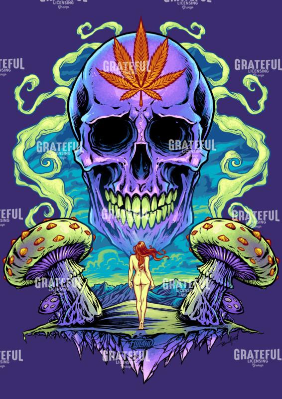 Purple Cannabis Skull Mushrooms