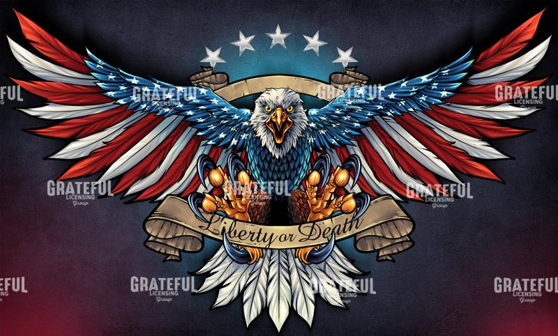 Eagle With US Flag Wings Spread