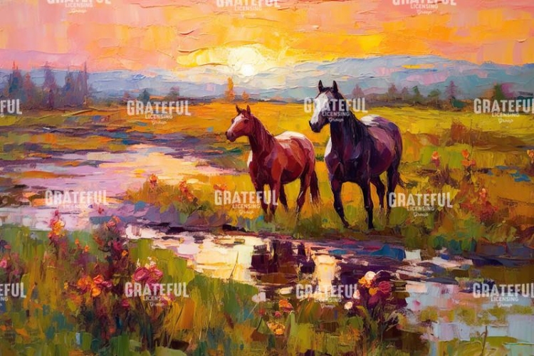 Wild Horses at River's Edge