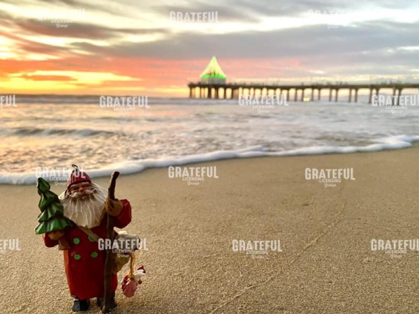 Santa with Tree at Beach