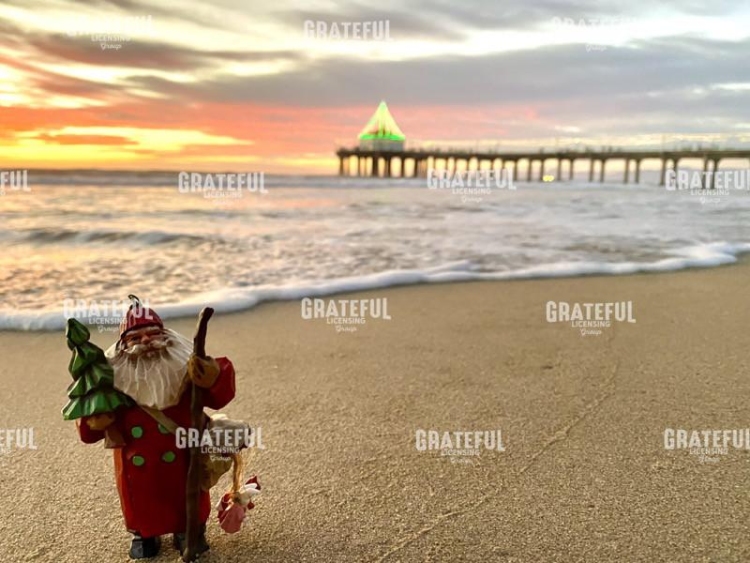 Santa with Tree at Beach
