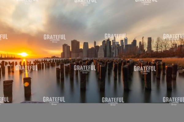 NYC piers at dusk