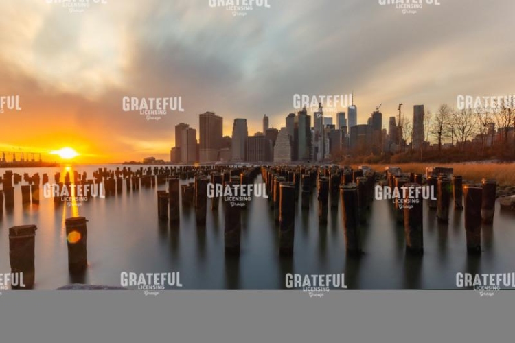 NYC piers at dusk